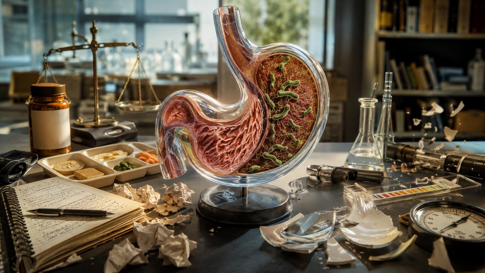 Модель желудка с Helicobacter pylori в лаборатории 1980-х как символ изменения представлений о причинах язвенной болезни