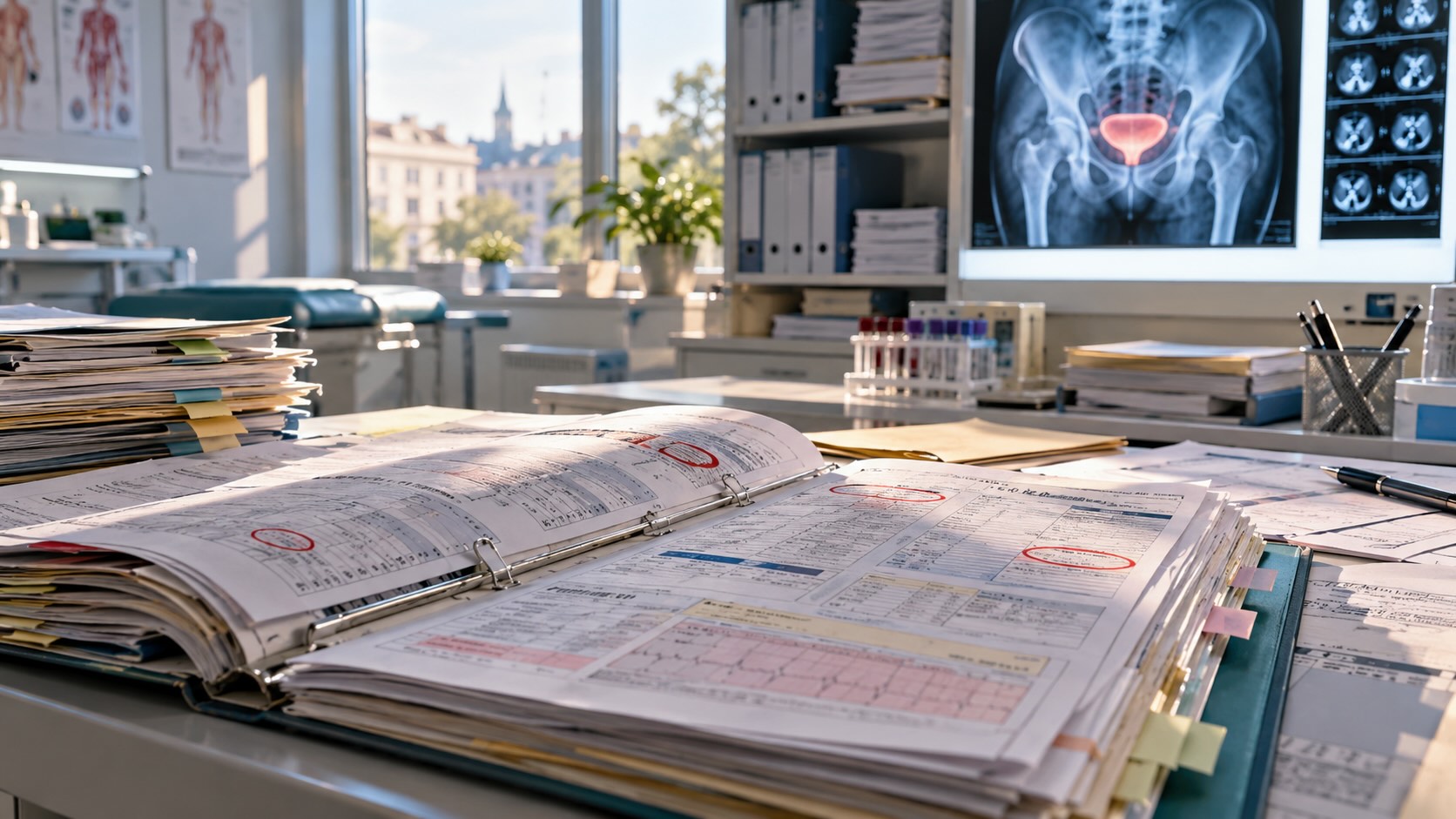 Медицинская карта пациента и снимок мочевого пузыря: ИИ ищет в истории болезни ранние признаки рака мочевого пузыря