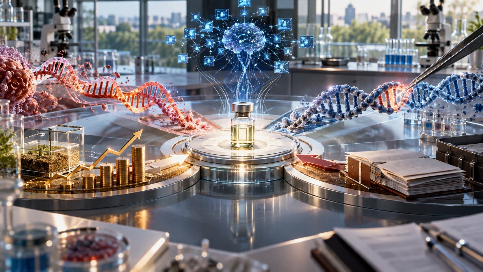 Фармацевтическая экосистема, где сходятся ИИ, CRISPR, siRNA, инвестиционный капитал и управление зрелыми лекарствами