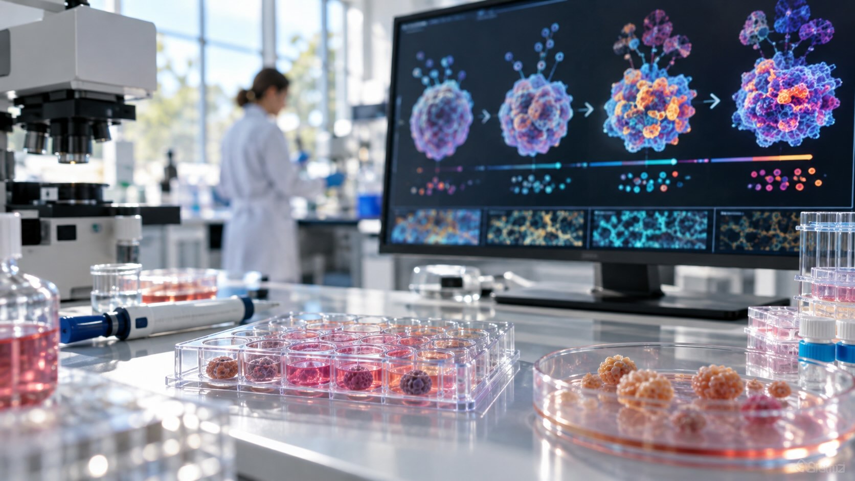 Модель ProteinTalks анализирует изменение белковых сетей раковых клеток после лекарств в современной онкологической лаборатории