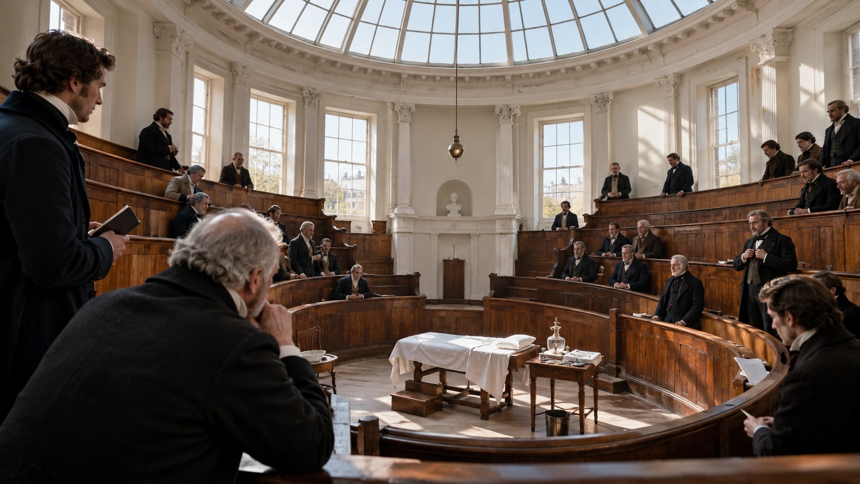 Историческая реконструкция Ether Dome в Бостоне, где 16 октября 1846 года состоялась публичная демонстрация эфирного наркоза во время хирургической операции.